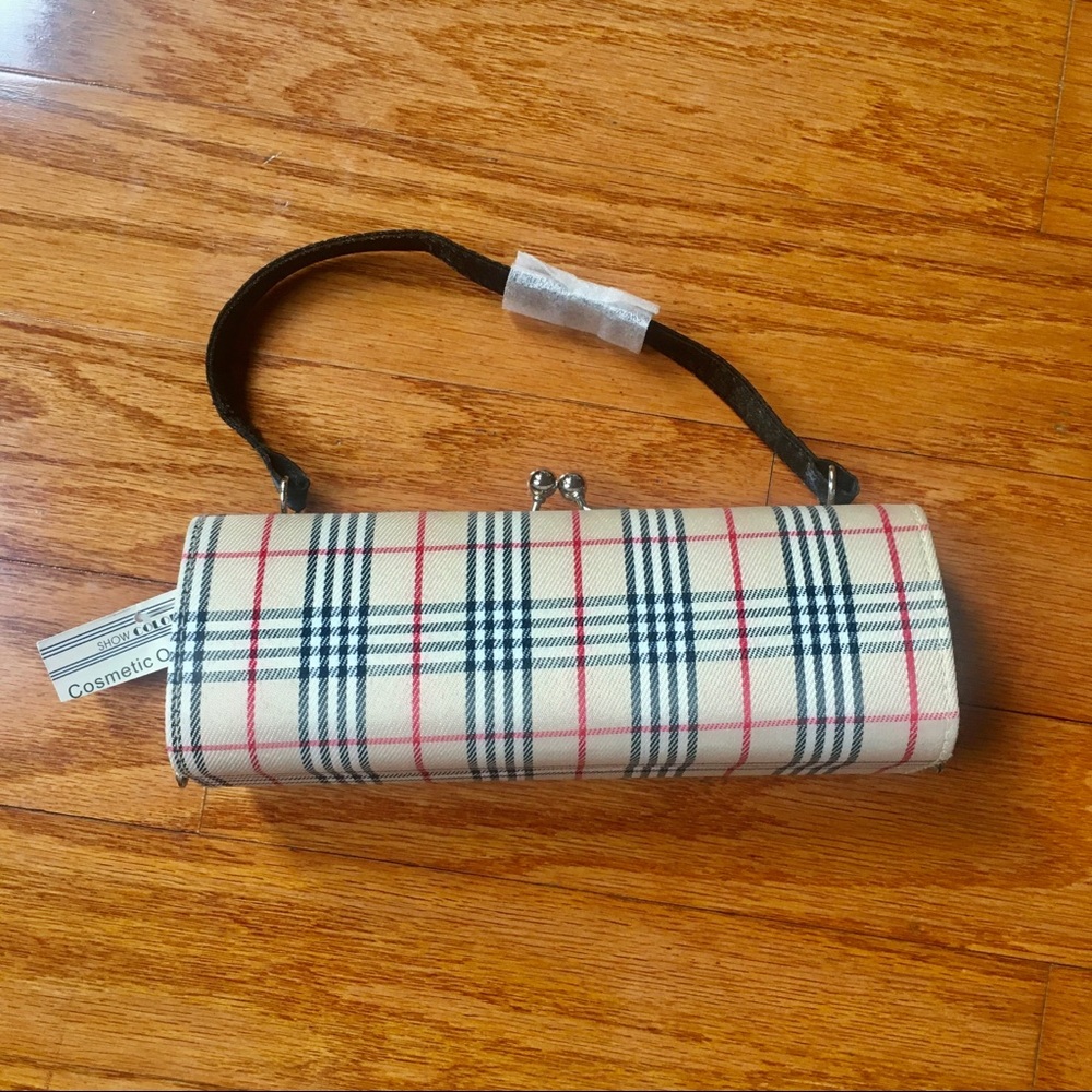 NWT Small plaid  makeup case or purse by show colors
